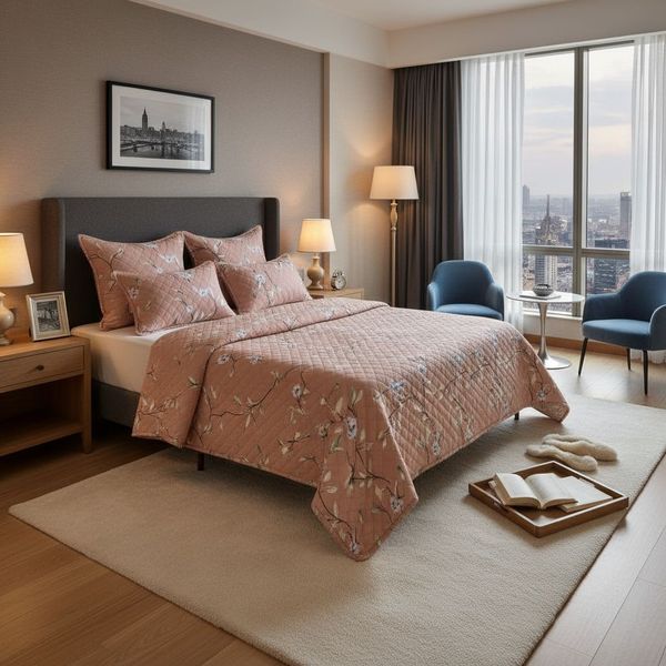 Damsaar Microfiber Bedspread - Fits on King &amp; Queen Bed - 5 Piece