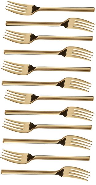 Cake Fork 12 Piece Square Handle Colours Stainless Steel