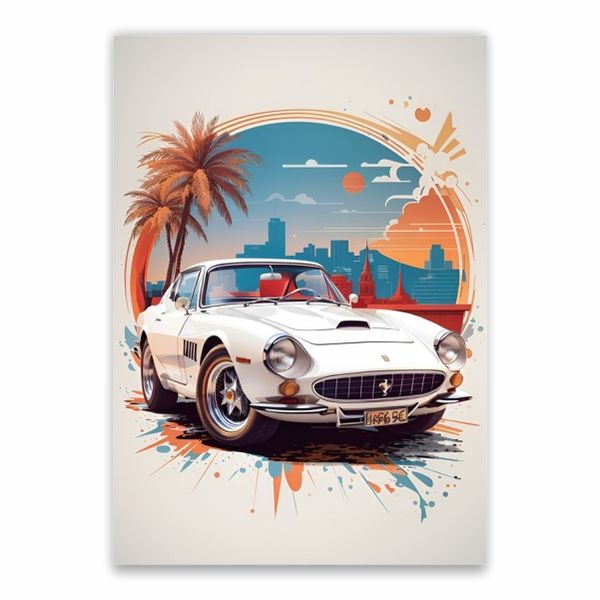 White Ferrari Poster - A1
