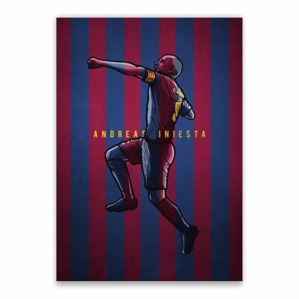 Andres Iniesta Cartoon Poster - A1