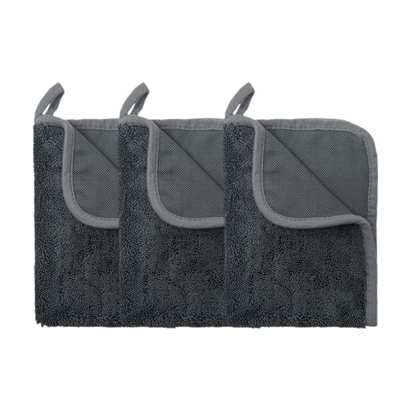 3-Pack Premium Microfibre Car Cleaning Cloth - 34.5x34.5cm - Grey
