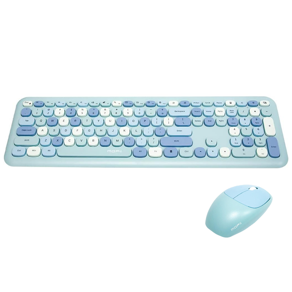 2.4G Wireless Keyboard &amp; Mouse Set Blue Mixed Colour -Leyla