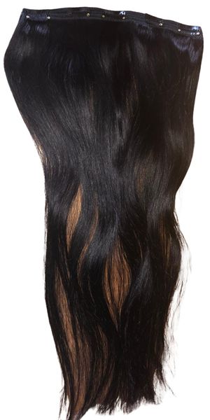 100% Human 22inches (55 cm) Black 1 Piece Volumiser Clip In