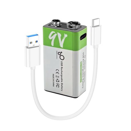 SMARTOOLS 9V USB Rechargeable Lithium Battery - 650mAh with Type-C Cable Image