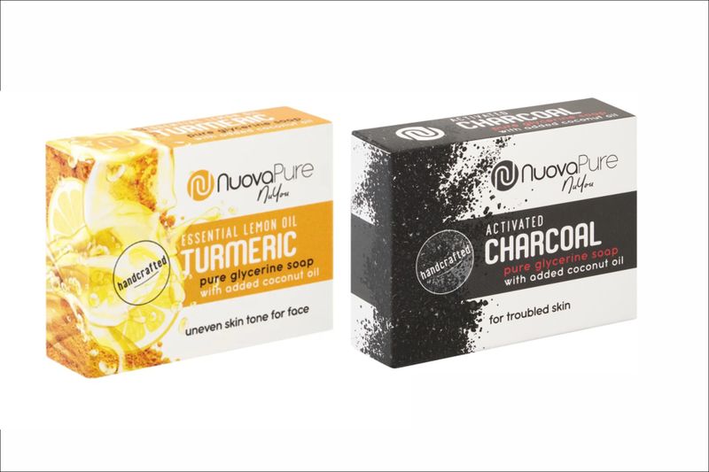 Nuova Pure Glycerine Activated Charcoal &amp; Tumeric Soaps 100g