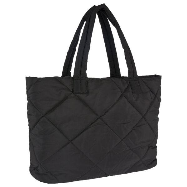 Medium Capacity Geometric Quilted Shoulder Tote Bag - Black