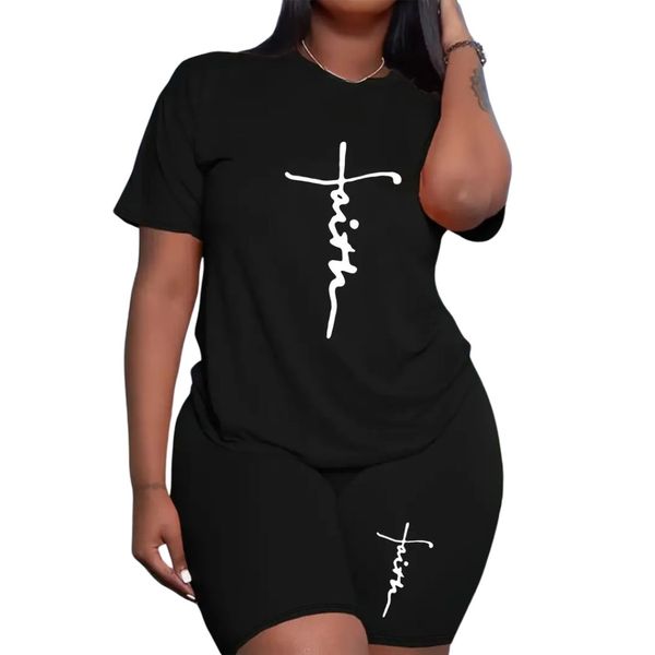 Faith Letter Printed Two Piece Jumpsuit Set - Size 2XL UK20