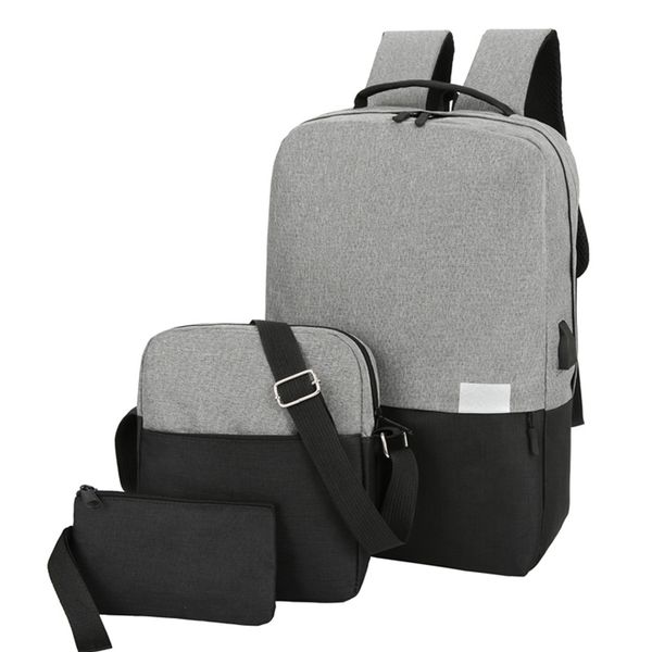 Modern Three-Piece Backpack Set With USB Charging Port &amp; Headset Hole