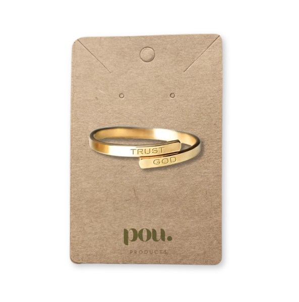 Trust God Stainless Steel Golden Adjustable Ring