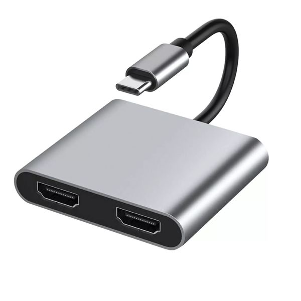 4 in 1 Type-C to Dual HDMI + USB Type-C HUB Adapter
