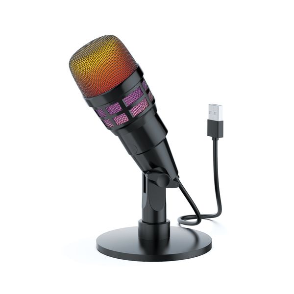 USB Condenser Microphone with RGB Noise Reduction for Live Streaming Gaming