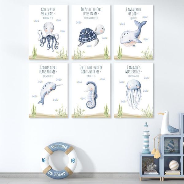 Under the Sea with Bible Verse - A4 - 21cm x 29cm -6 Set