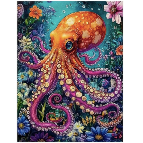 Octopus Floral Diamond Painting Kit 30 x 40 cm