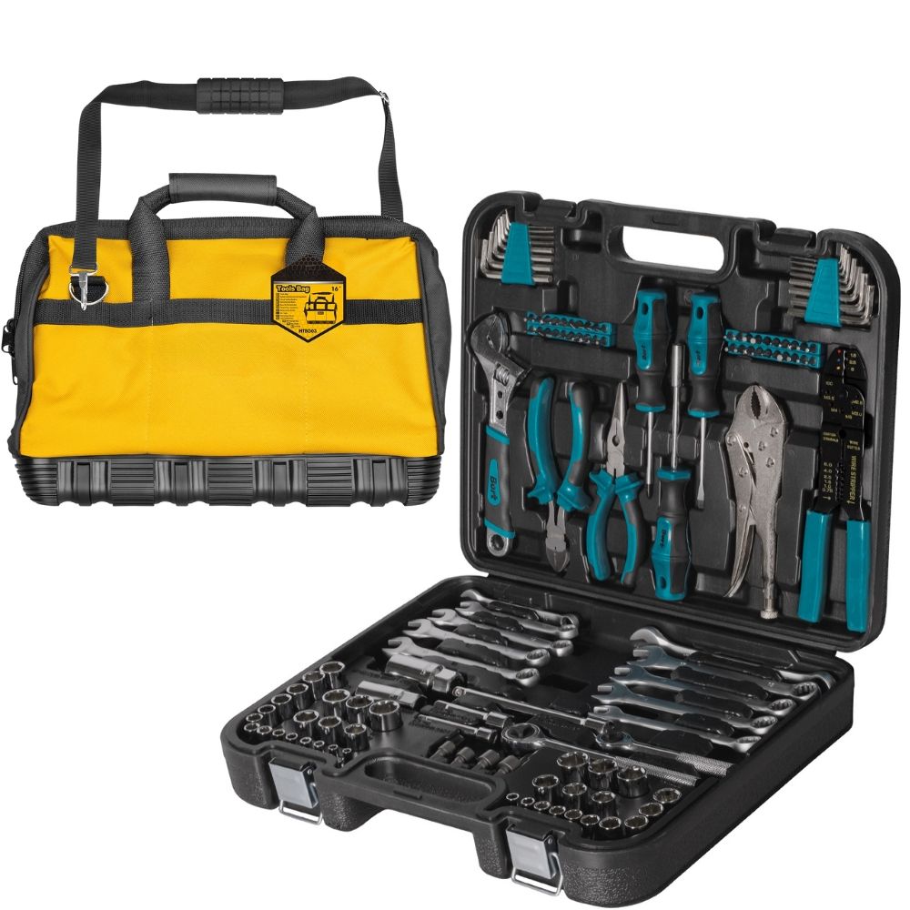 Bort - Hand Tools Set with Spanners, Sockets (121 Pcs) with Tool Bag