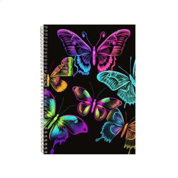 Butterflies Neon Rainbow Notebook Gift Idea Writing Book Notepad Pad 70