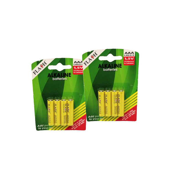 Flash 1.5V AAA Alkaline Batteries - Pack Of 4 (x2)