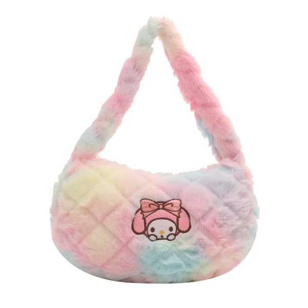 Pastel Plush Shoulder Bag - Soft Quilted Faux Fur Handbag