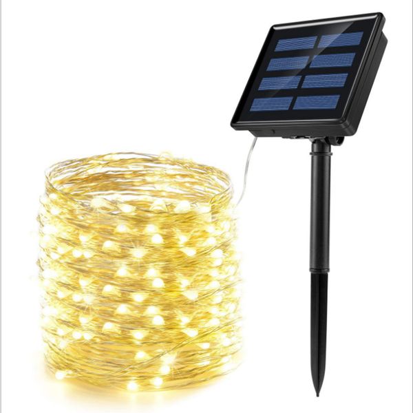 200 Solar Powered Outdoor Copper Fairy Lights with 8 Modes