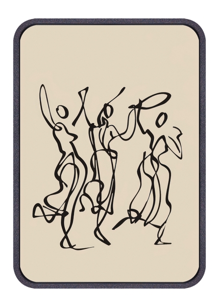 Group Dancing Line Art Wall Art - Grey