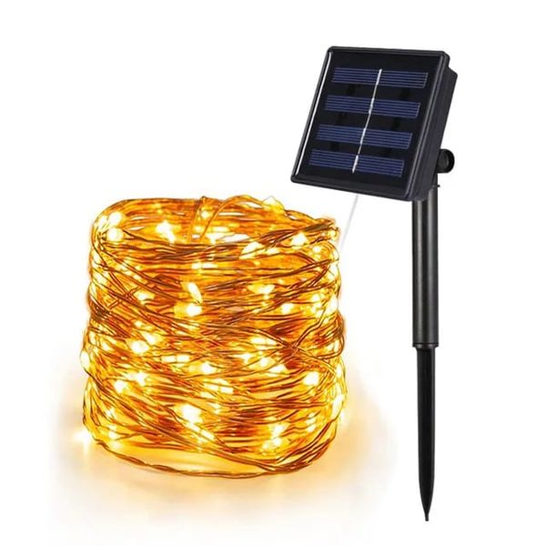 12M Solar String Copper Wire Fairy Lights-Warm White 100LED