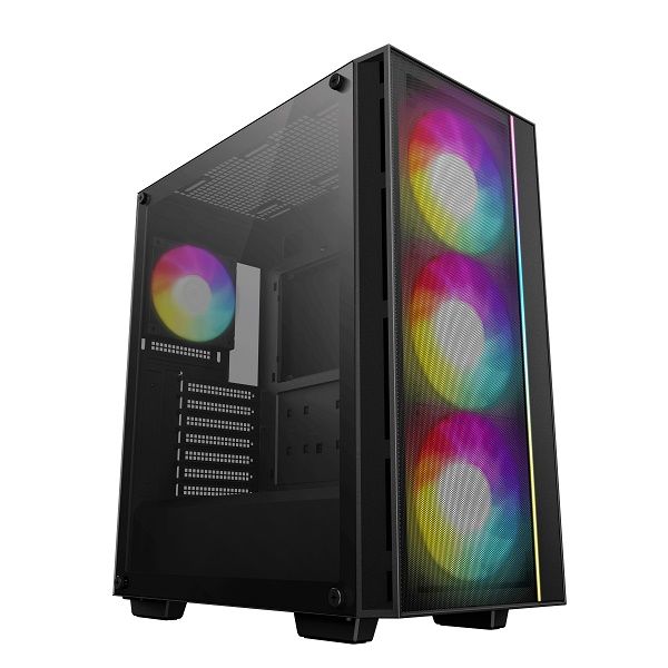 DeepCool MATREXX 55 Mesh V4C ATX Case W/ 4Fans+LED Strip+TG+USBC - Black
