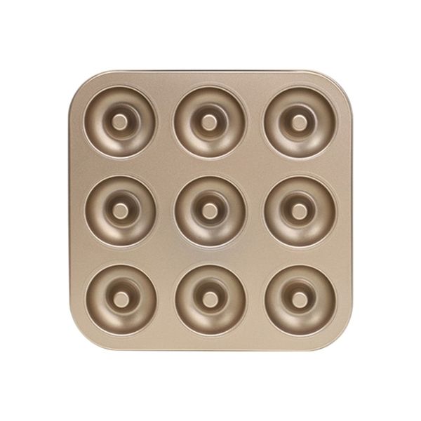 9-Cavity Non-Stick Donut Baking Pan - Gold