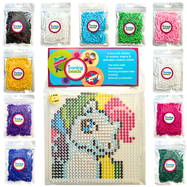 Ironing Beads - Bead &amp; Pegboard Pack - Rainbow Unicorn - 5500 Beads