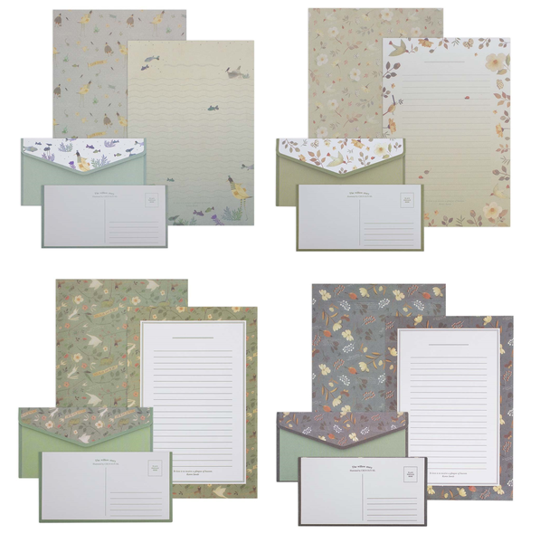 Treeline Assorted Pack of Writing Paper &amp; Envelopes - Nature Themed Green
