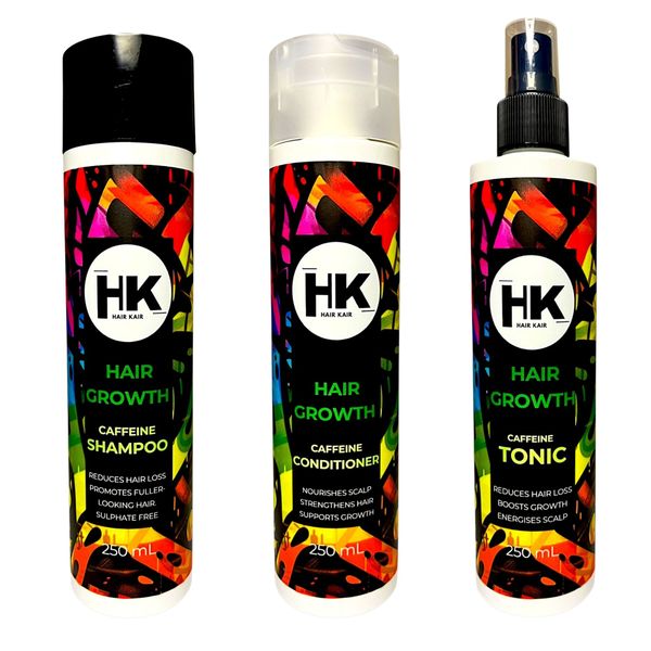 HK Caffeine Hair Growth Trio - Shampoo, Conditioner &amp; Tonic 250ml