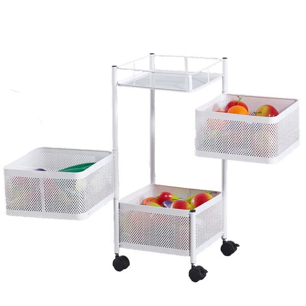 3 Tier Multifunctional Metal Storage Trolley Rotatable Cart Shelf Rack