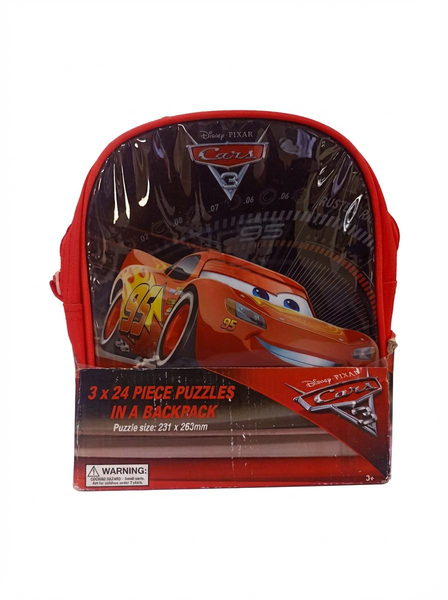 Disney Pixar Cars 3 x 24 Piece Puzzle Set with Backpack
