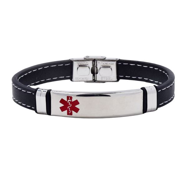 Xcalibur Stainless Steel Leather Medical Bracelet
