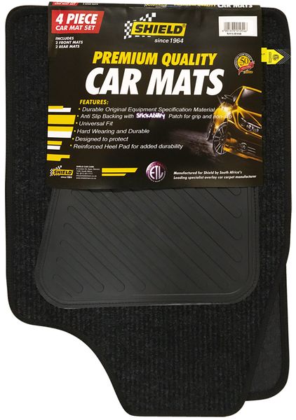 Shield - Universal Standard Car Mat with Vinyl Heelpad- 4 Piece