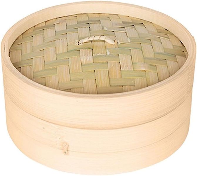 Natural Bamboo Steamer 5-Inch - Compact 2-Tier Food Steamer