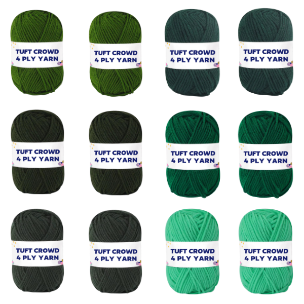 TUFT CROWD -Dark Green Yarn, 4-ply Tufting Yarn ( 12 x 25g ) ,Knitting Yarn