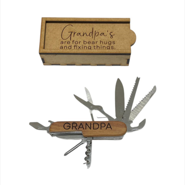 The Knörr Collection - Engraved Multi Tool Wooden Handle - Gift Grandpa