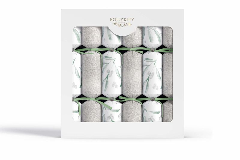 Glitter Luxury Silver Christmas Crackers