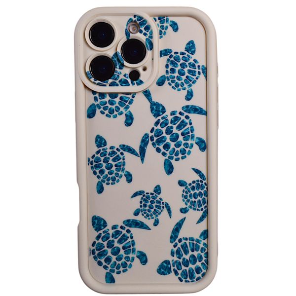 Bubble Phone Case with Turtle Print and Pro Cam - Iphone 16 Pro Max - Beige