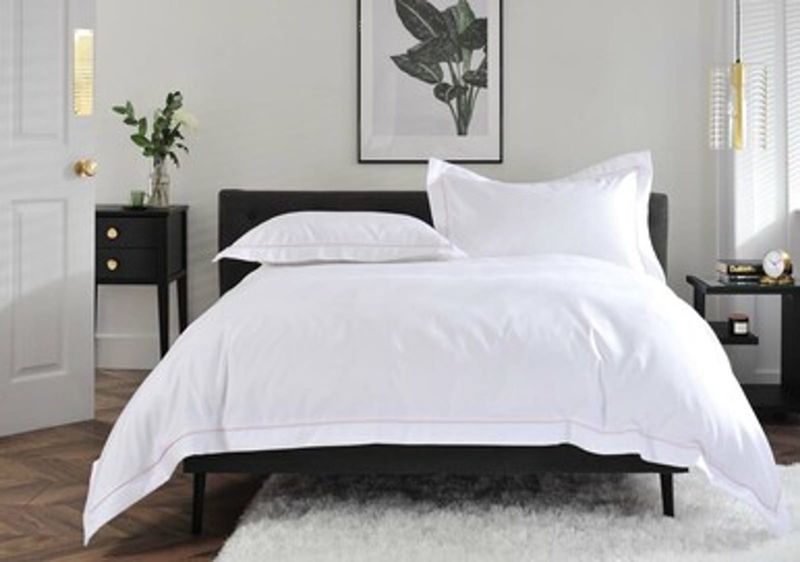 Satin Stitch Oxford Duvet Cover Set - Stone Thread