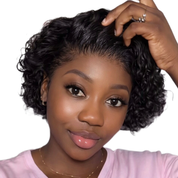 Black In Pixie Curl 13x1 Wig 15A Short Summer Women Hair Brazilian Indian