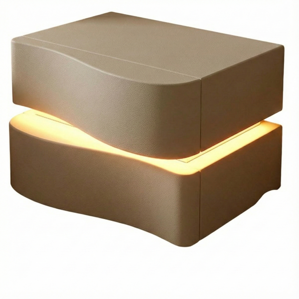 Modern Bedside Table with 2 Drawers | LED Nightstand Side Table