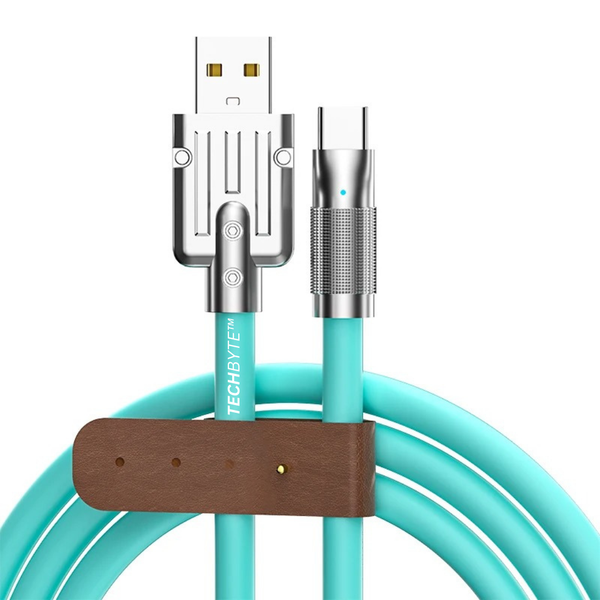 TechByte USB-A to USB-C Cable - Zinc Alloy Tech/120W Fast Charge/1.2m -Mint