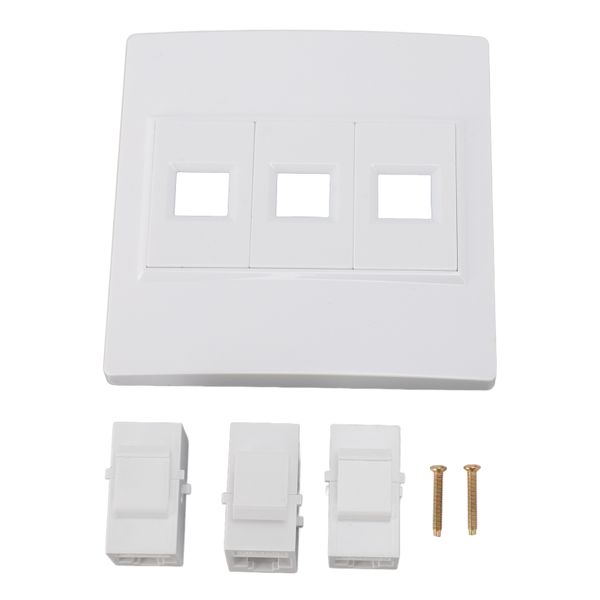 3-Port Cat6 Keystone Wall Plate for Ethernet &amp; Network Cabling