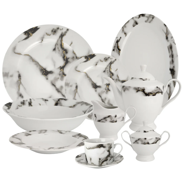 47 Piece Dinner Set with Marble Design