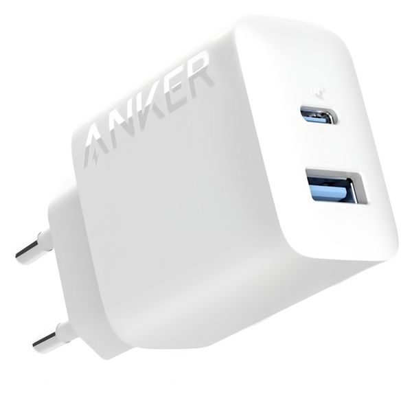 Anker 312 Fast Charge 20W Dual Port USB-C &amp; USB-C Wall Charger - White