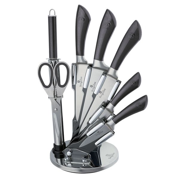 Berlinger Haus 8-Piece Stainless Steel Knife Set with Stand - Carbon Pro
