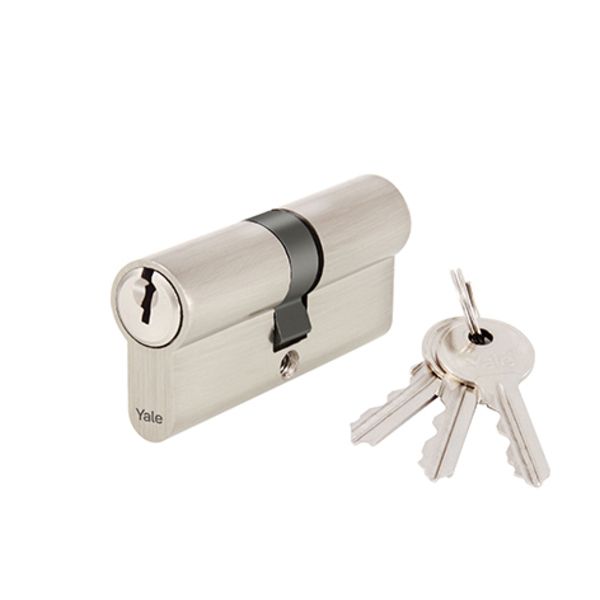 Yale 6 Pin Double Euro Profile Cylinder 60MM Satin Nickle