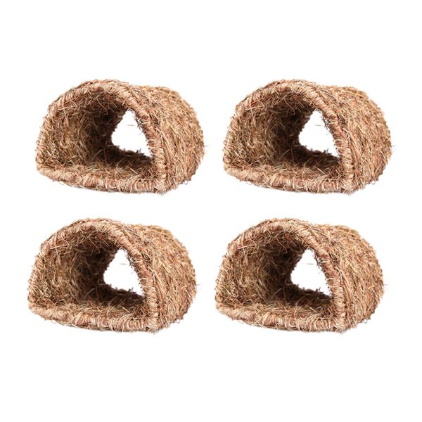 2X Grass House Tunnel Hutch Woven Hut For Sleeping Home For Animals