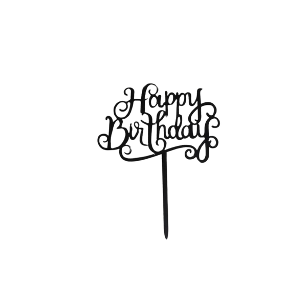 Happy Birthday Black Cake Topper