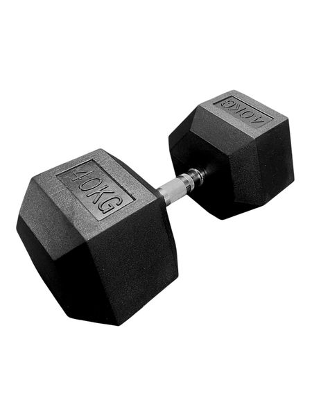 i-Fitness Single 40kg Rubber Hexagon Dumbbell